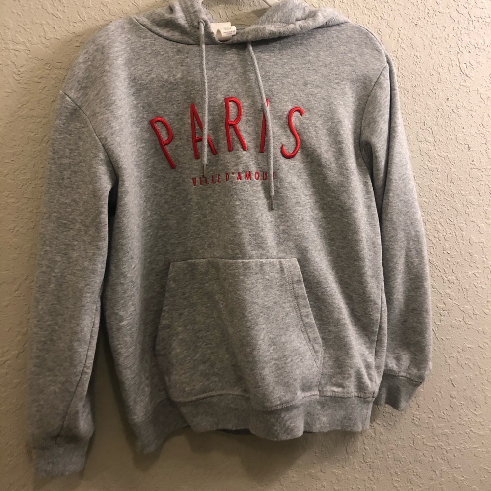 H&M Paris Hoodie in Gray and Red